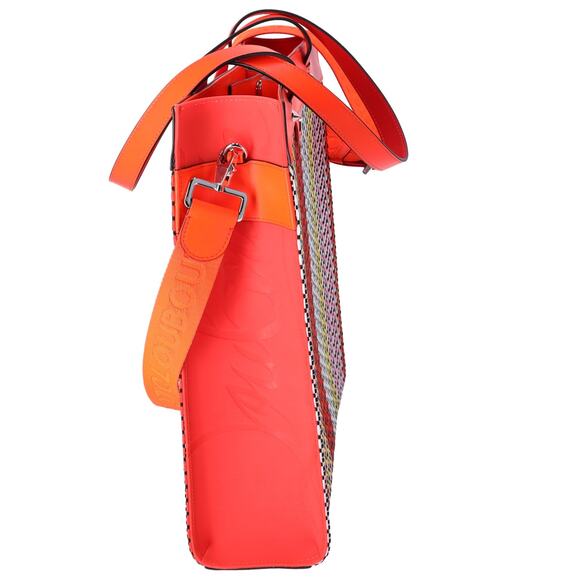 Christian Louboutin Louis Tote 1225327 Red Navy Multi Straw Leather Rubber - Picture 6 of 6